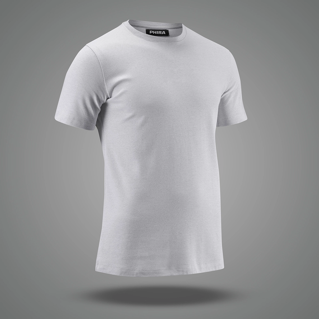 Hollowman des weißen EMF-T-Shirts aus Pima-Baumwolle mit Silbergarn ohne Frontpatch.