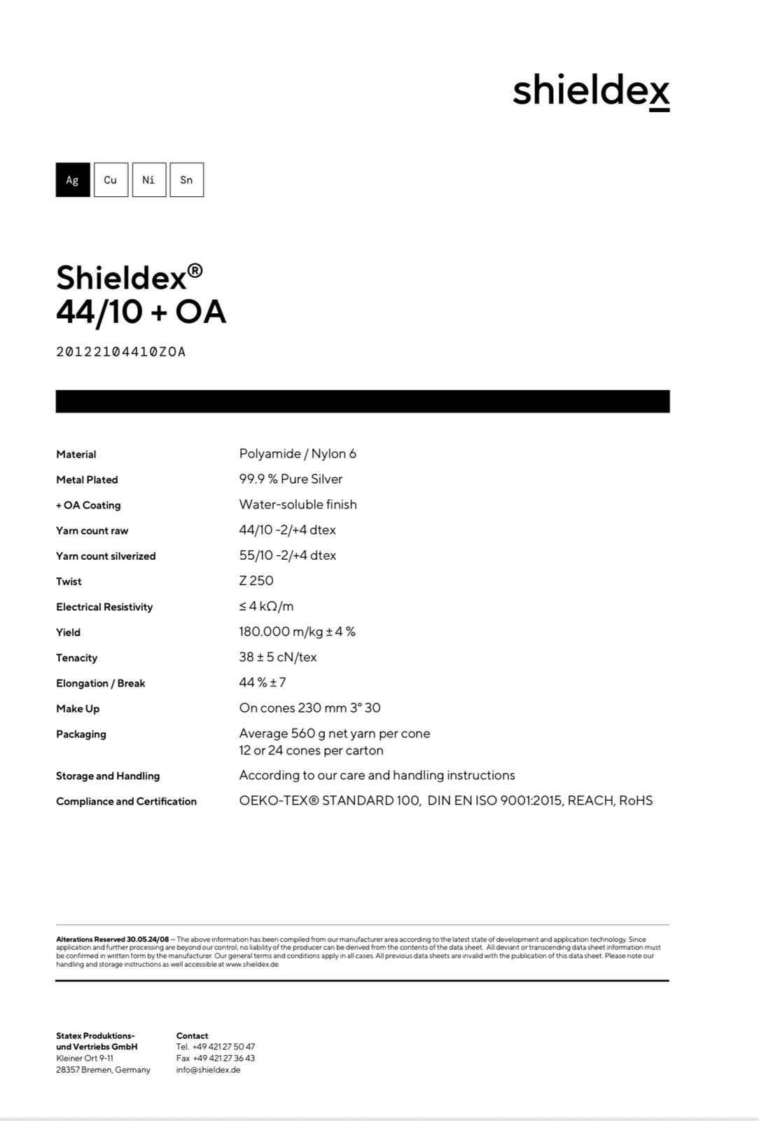 Y-Datasheet-Shieldex-44-10OA-V8